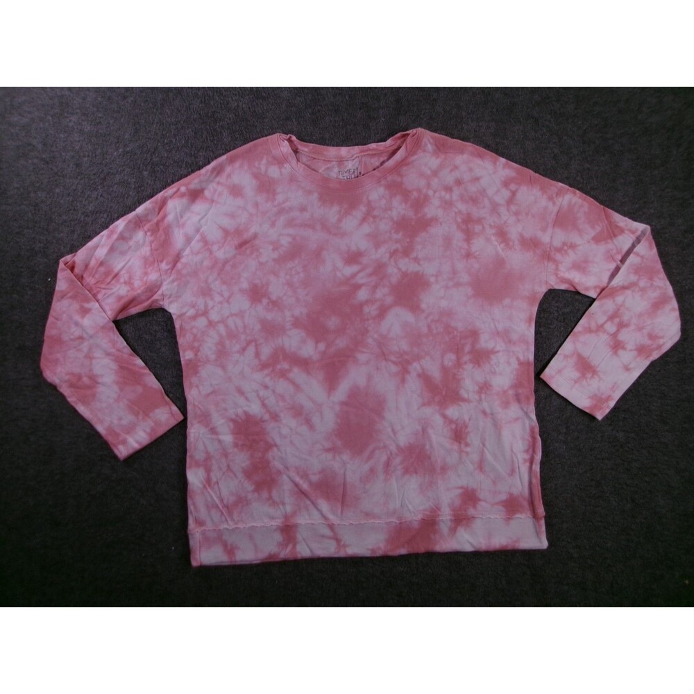 Time Tru Top Women S Pink Tie Dye Casual Basic Capsule Everyday Long Sleeve